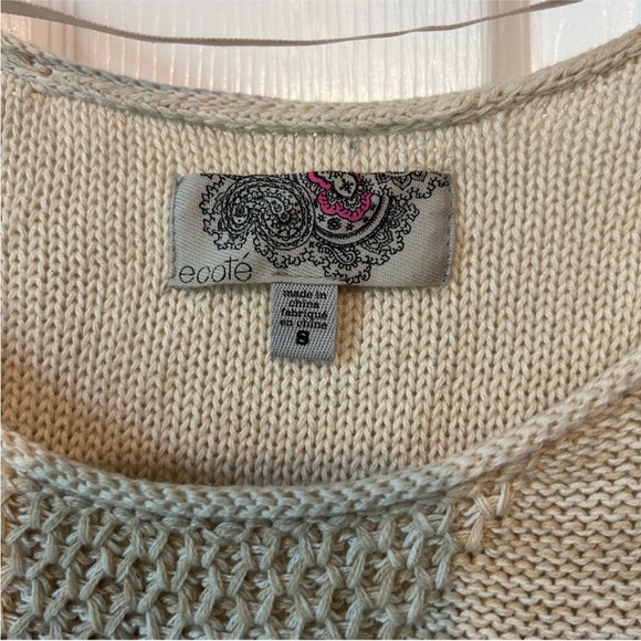 Ecoté yellow and beige off shoulder oversized sweater - Picture 8 of 10